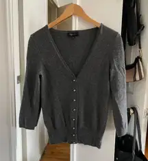 AQUA Cashmere Grey Pearl Button Cardigan