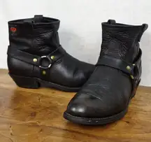Vintage Rev Gear Black Leather Ankle Harness Motorcycle Boots 9.5M