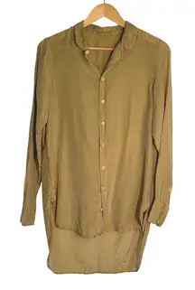 CP Shades Women's Long Sleeve Button Down Silk Tunic Top Small