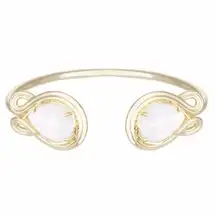 Kendra Scott Andy Bracelet Ivory Mother of Pearl Gold Adjustable Pinch Cuff