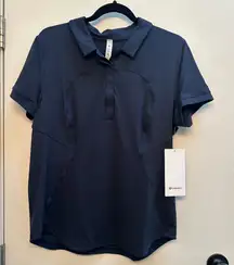 Women’s Lululemon Quick-Drying Short Sleeve Polo Navy Blue Size 12 NEW