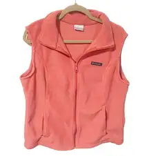 Columbia Size XL Pink Fleece Full Zip Collared Vest