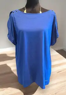 Peck & peck‎ royal blue casual top lace up grommet shoulder/cutout doleman XL