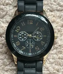 Darice women’s vintage black/gold rubber‎ adjustable watch one size