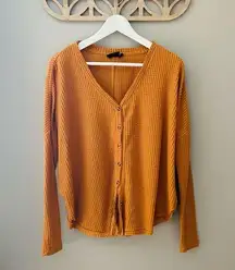 Urban Outfitters Jojo Oversized Waffle Knit Top Orange/Yellow Sz Medium