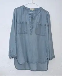 Cloth & Stone Anthropologie  Womens Chambray Long Sleeve Top  Shirt Tencel SZ S