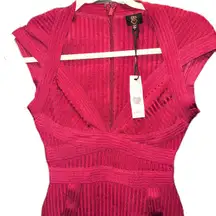 NWT Elegant Burgundy Bandage Dress Size Small