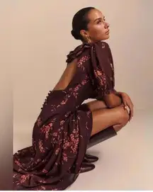 Reformation Evra Lace Trim Georgette Midi Dress