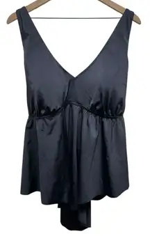 Torrid Tankini Swim Top Sz 4X Black V-Neck Padded Slimming Criss Cross Back