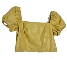 7 For All Mankind Butter Yellow Faux Leather Top