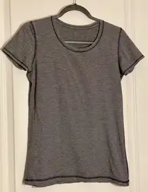 LULULEMON Lively Crewneck Tee Vitasea White Black Microstripe Sz 8 (18"‎ PTP)