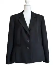 Evan Picone Suit Blazer Jacket Black Gray Plaid Button Front Career Size 18