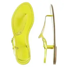 J. Crew Dauphine Neon Patent Sandals Leather Flats