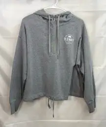 Old Navy women's gray French terry cinched half‎ zip hooded sweatshirt cropped M