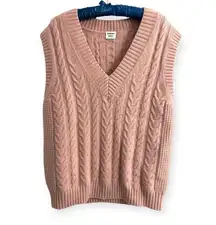 Aritzia Sunday Best MERINO WOOL cable knit Winston dusty pink Sweater Vest Sm