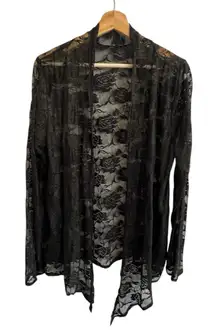 Mod Land Womens Black Lace Whimsigoth Cardigan Size M Sheer Boho Fairy Grunge