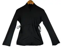 prAna Black Mock Neck Zip Up Jacket Athletic Drawstring Waist Women's Size Small