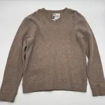 Y2K Gap V Neck Ribbed Knit Sweater Tan Long Sleeve Casual Basic Swan Large