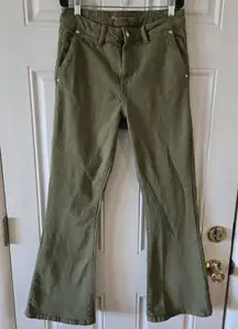 Michael Kors Olive Green Flare Jeans Women Size 6 Stretch Mid Rise Pants Vintage