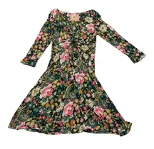 Anthropologie Lilka  womens small floral twist dress swing knee cute casual teach