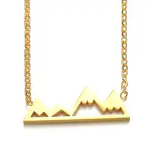 NEW Yellow Gold Plated Snowy Mountain Bar‎ Pendant Necklace, 16-18”