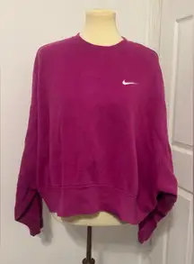 NIKE SPORTSWEAR ESSENTIAL FLEECE CREW CROPPED LOOSE OVERSIZED PINK SIZE LARGE