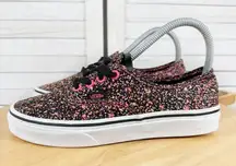 Vans Authentic Neon Paint Splatter Lace Up Sneakers Black Pink 5.5 Men 7 Women‎