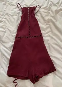 Forever 21 Maroon Open Back Lace Up Romper