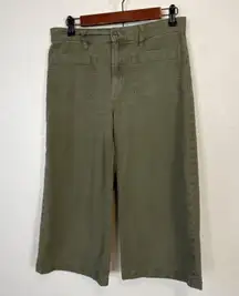 Point Sur Womens Olive Green Wide Leg Crop Size 28 Petite Cotton Modal Spandex