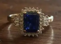 Renaissance Jewelry Gold Plated Sterling Silver Lab Sapphire & Topaz Ring (7)