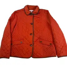 Croft & Barrow Quilted Jacket Orange Button Down‎ Pockets Women's Size L