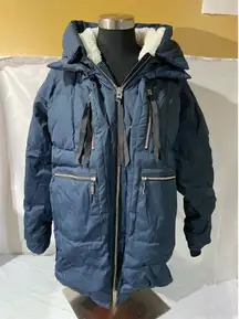 Orolay Women's Blue Puffer Jacket with Hood Size S Winter Coat