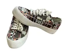 SEAVEES Monterey Platform Low Top Sneakers Plaid Checkered Multi Color size 7.5