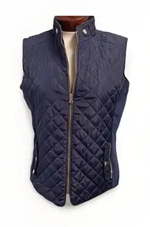 Cavalini Navy Quilted Sherpa Lined Vest Size M Minimalist Preppy Casual Basic
