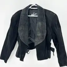 Vintage WINLIT Suede buckle waist Coat hour glass silhouette 80s western size L