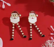 Christmas Santa Claus With Long Legs Enamel Dangle Earrings‎ Cute Party Style