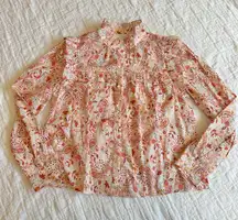 Pinch Floral Paisley Print Ruffle Long Sleeve Blouse Large NWT NEW