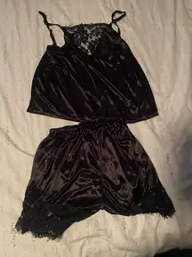 Womens 2 Piece Satin Pj Set 