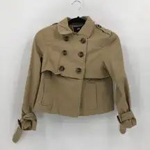 H&M  Womens Tan Double Breasted Pea Coat Jacket 4