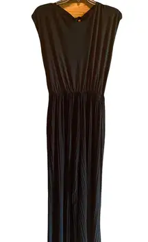 Kimberly Elegant Black Sleeveless jumpsuit tie in back elastic waist size Med.