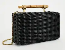 🆕 ZARA WOVEN MINAUDIÈRE BRAIDED RIGID HANDLE SHOULDER GOLD SHOULDER STRAP BLACK