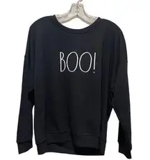 NWT Rae Dunn Halloween BOO Pullover Sweatshirt  Black size large