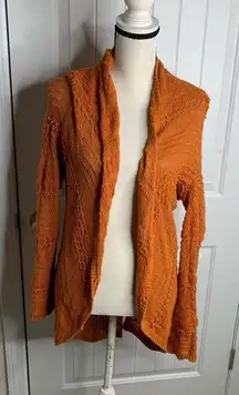 Anthropologie orange cable knit‎ sweater cardigan size medium