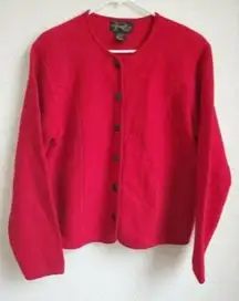 Vintage Red 100% Wool Trachten Jacket Cardigan by Requirements Size Large