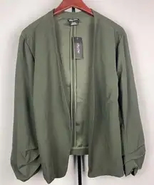 City Chic Ivy Green Open Front Wistful Dreams Blazer Jacket