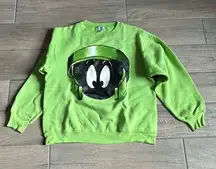 Six flags looney tunes Martian green pullover sweatshirt