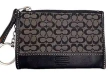 Coach  Black and Gray Signature Canvas Coin Purse