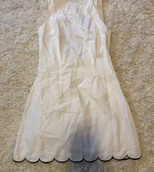 Meshki Sofiane Scalloped Linen Mini Sleeveless Dress with Black Trim