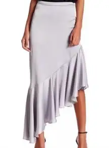 Painted threads Asymmetrical satin midi skirt