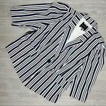 Eloquii blue and white striped long sleeve button blazer jacket  sz 26 plus size